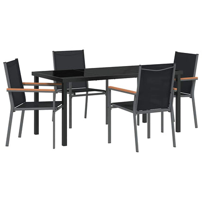 Tuin eettafelset 5 pcs Zwart Poedercoating staal