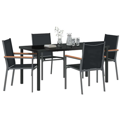 Tuin eettafelset 5 pcs Zwart Poedercoating staal