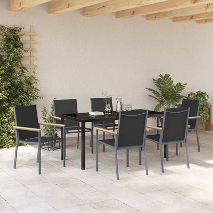 Tuin eettafelset 7 pcs Zwart Poedercoating staal
