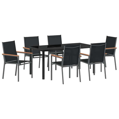 Tuin eettafelset 7 pcs Zwart Poedercoating staal