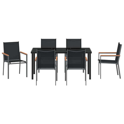 Tuin eettafelset 7 pcs Zwart Poedercoating staal