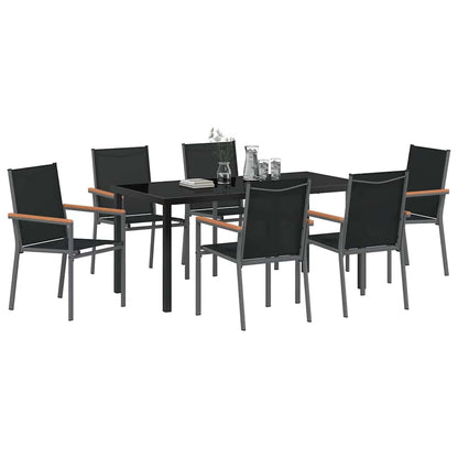 Tuin eettafelset 7 pcs Zwart Poedercoating staal