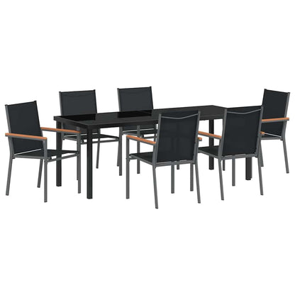 Tuin eettafelset 7 pcs Zwart Poedercoating staal