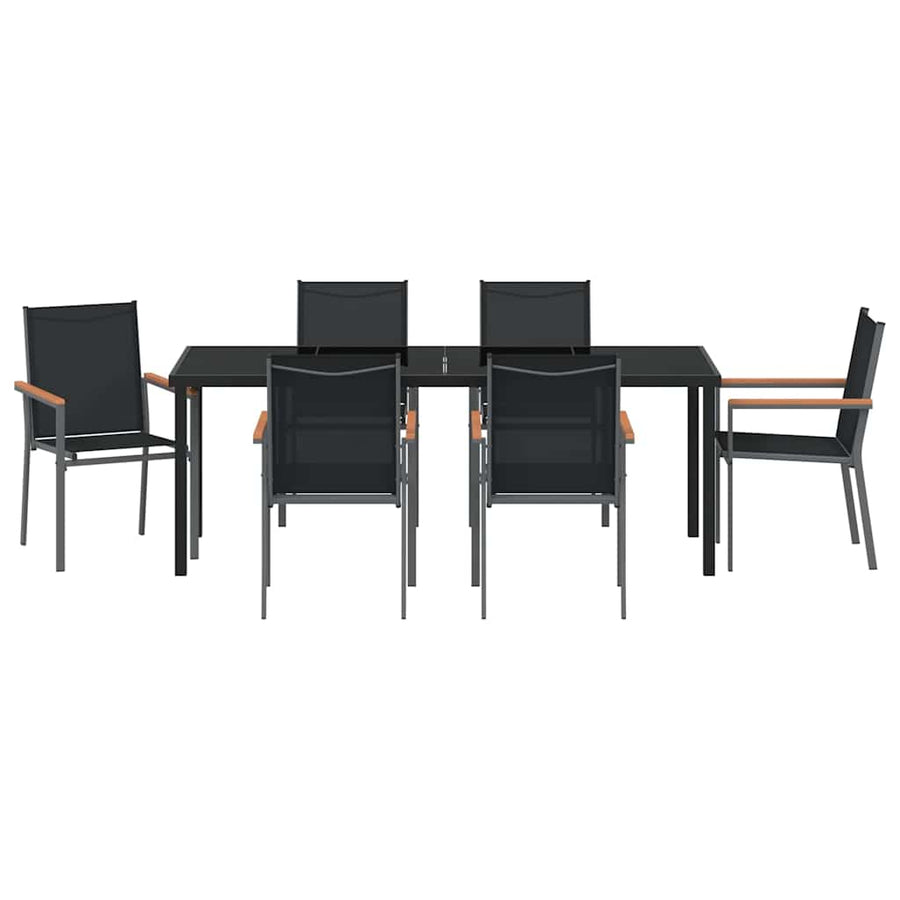 Tuin eettafelset 7 pcs Zwart Poedercoating staal