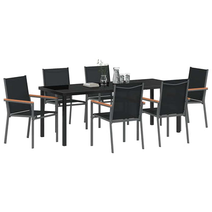 Tuin eettafelset 7 pcs Zwart Poedercoating staal