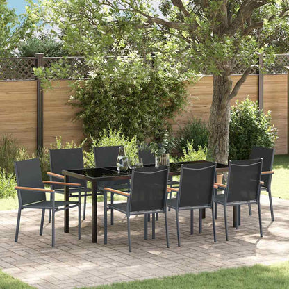 Tuin eettafelset 9 pcs Zwart Poedercoating staal