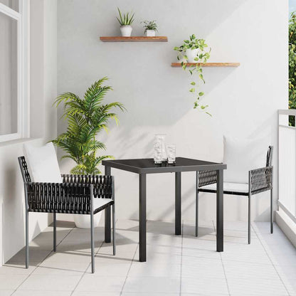 Tuin eettafelset 3 pcs Bruin en zwart PE Rattan