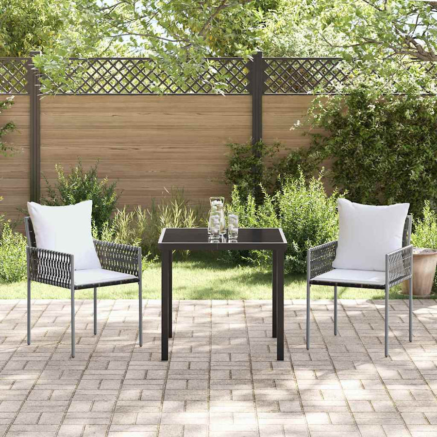 Tuin eettafelset 3 pcs Bruin en zwart PE Rattan