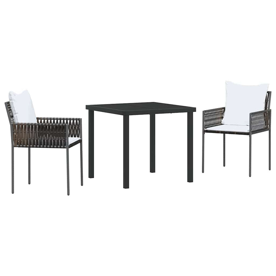 Tuin eettafelset 3 pcs Bruin en zwart PE Rattan