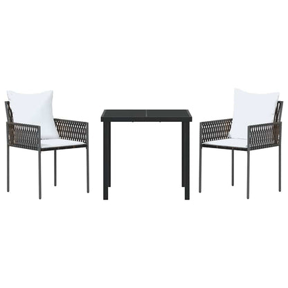 Tuin eettafelset 3 pcs Bruin en zwart PE Rattan