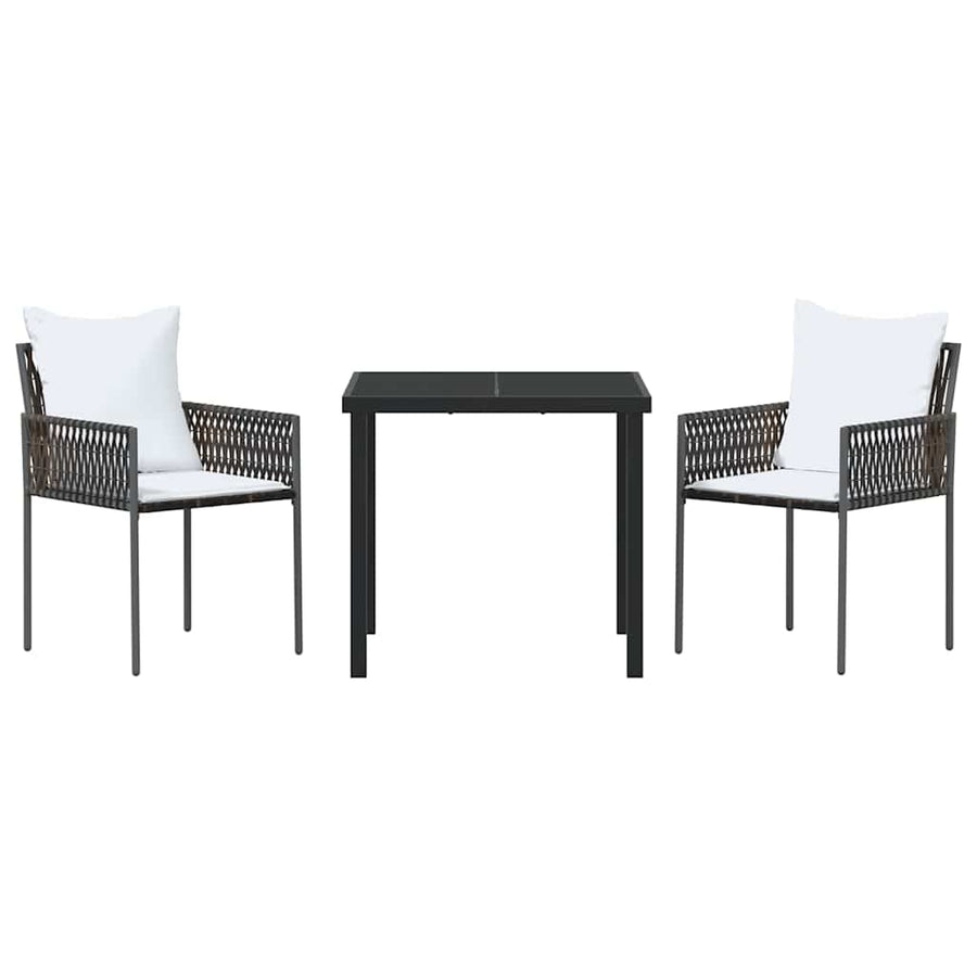 Tuin eettafelset 3 pcs Bruin en zwart PE Rattan