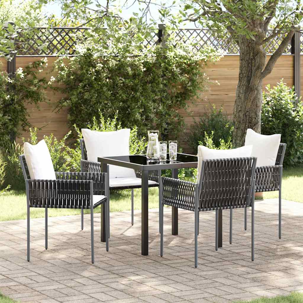 Tuin eettafelset 5 pcs Bruin en zwart PE Rattan