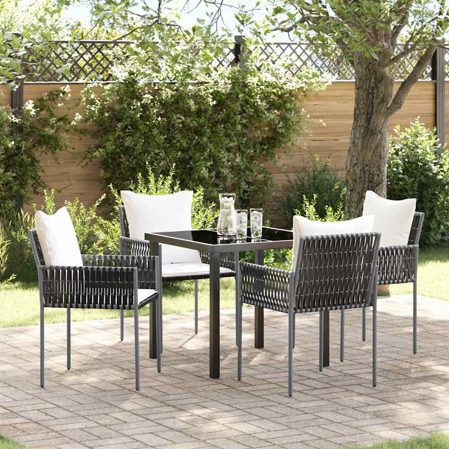 Tuin eettafelset 5 pcs Bruin en zwart PE Rattan