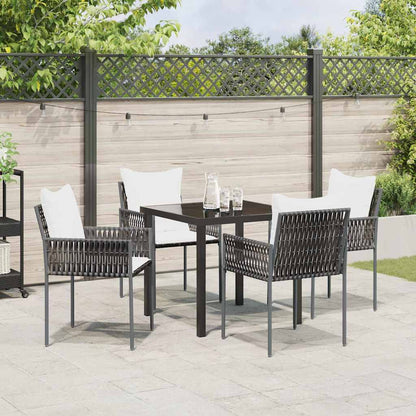 Tuin eettafelset 5 pcs Bruin en zwart PE Rattan
