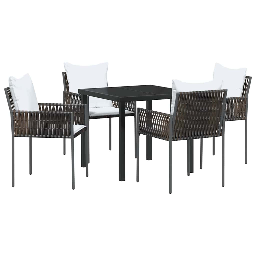 Tuin eettafelset 5 pcs Bruin en zwart PE Rattan