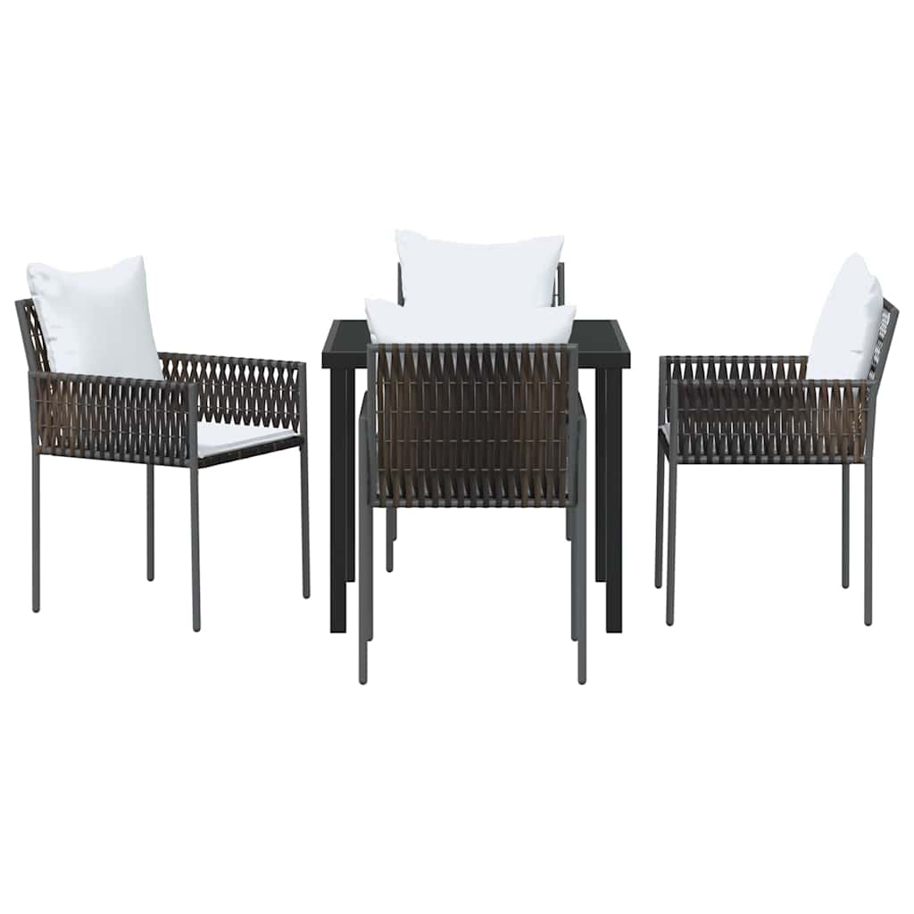 Tuin eettafelset 5 pcs Bruin en zwart PE Rattan