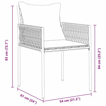 Tuin eettafelset 5 pcs Bruin en zwart PE Rattan