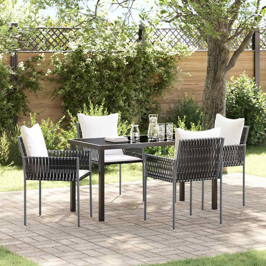 Tuin eettafelset 5 pcs Bruin en zwart PE Rattan