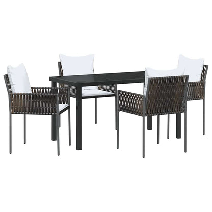 Tuin eettafelset 5 pcs Bruin en zwart PE Rattan