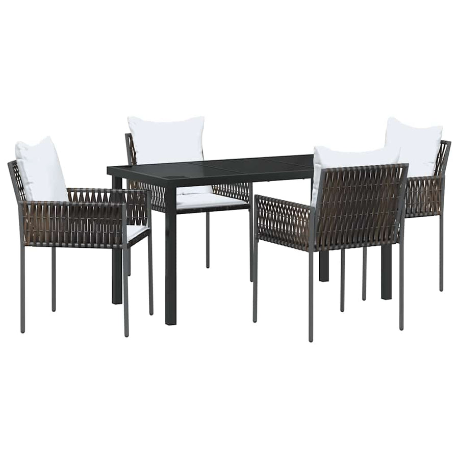 Tuin eettafelset 5 pcs Bruin en zwart PE Rattan