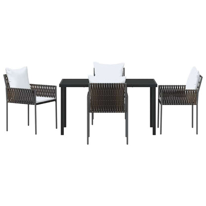 Tuin eettafelset 5 pcs Bruin en zwart PE Rattan