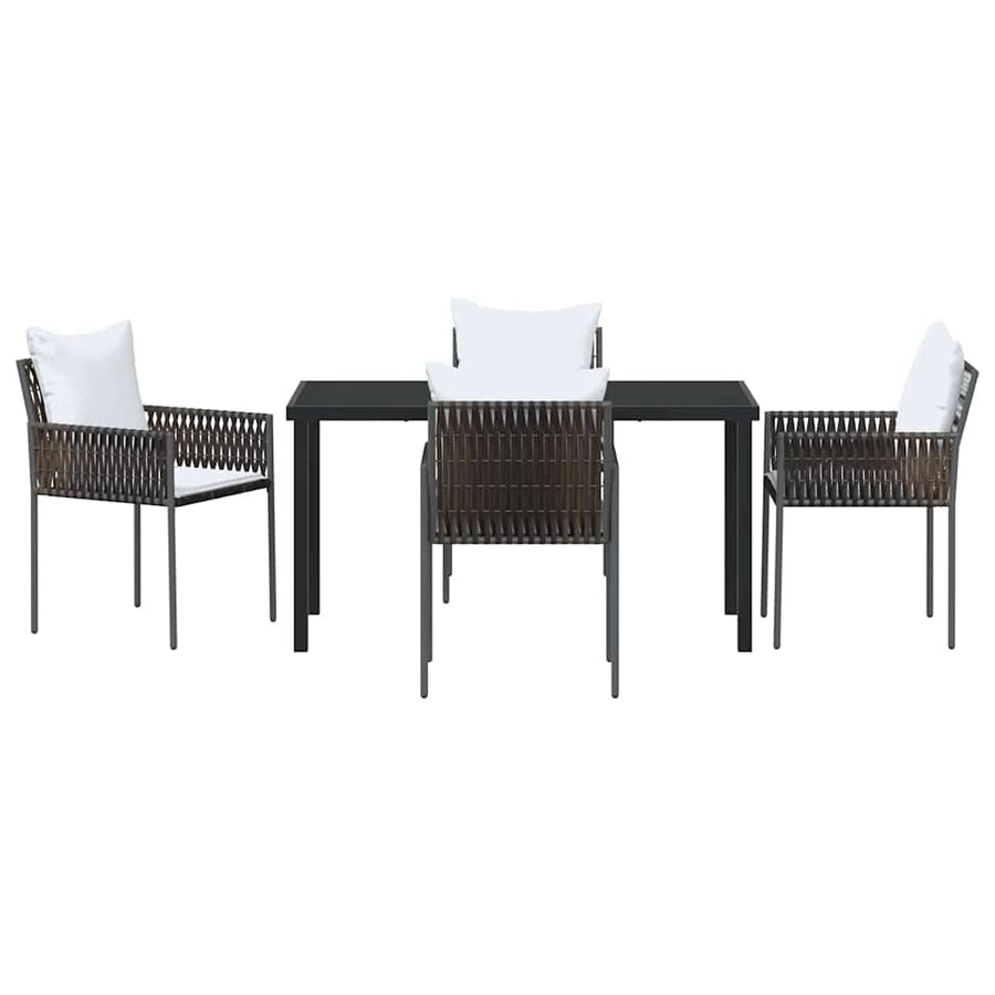 Tuin eettafelset 5 pcs Bruin en zwart PE Rattan