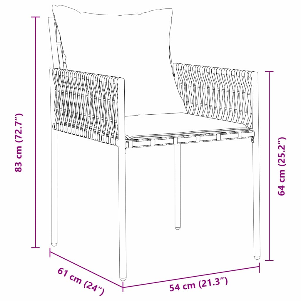 Tuin eettafelset 5 pcs Bruin en zwart PE Rattan