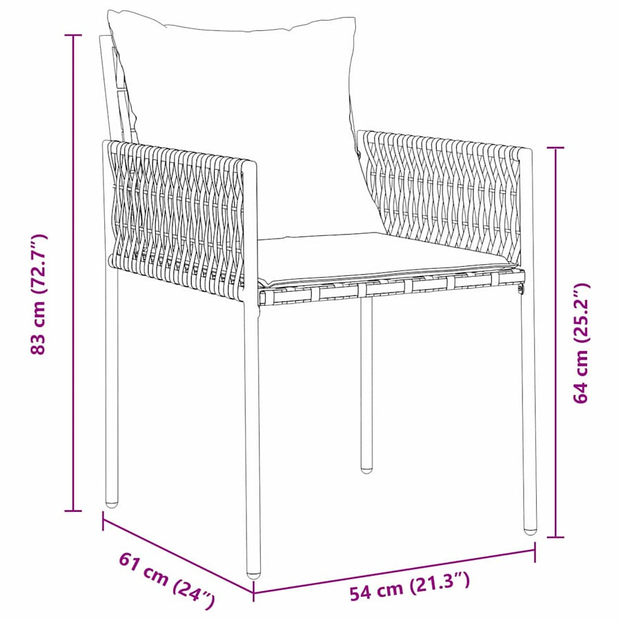 Tuin eettafelset 5 pcs Bruin en zwart PE Rattan