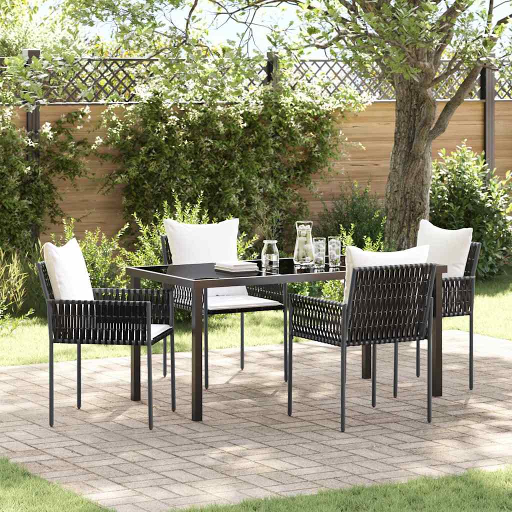 Tuin eettafelset 5 pcs Bruin en zwart PE Rattan