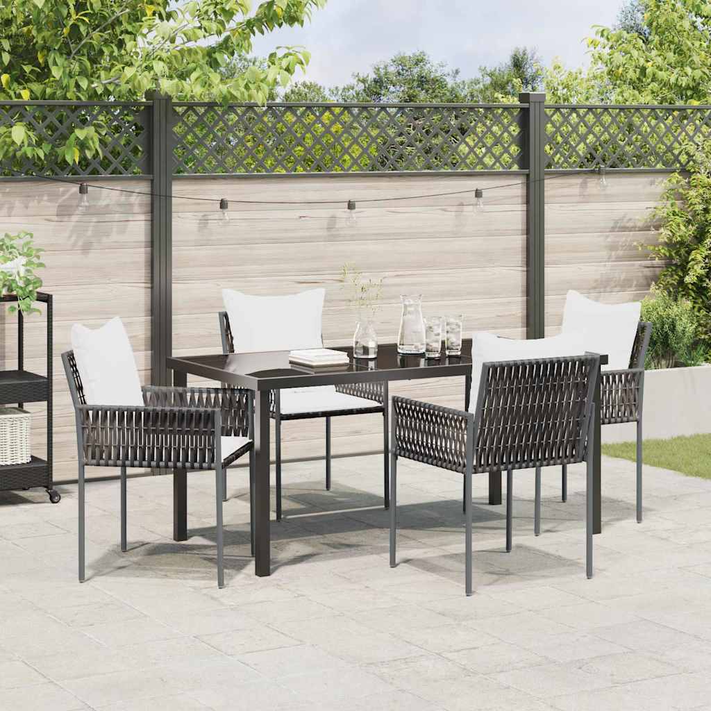 Tuin eettafelset 5 pcs Bruin en zwart PE Rattan