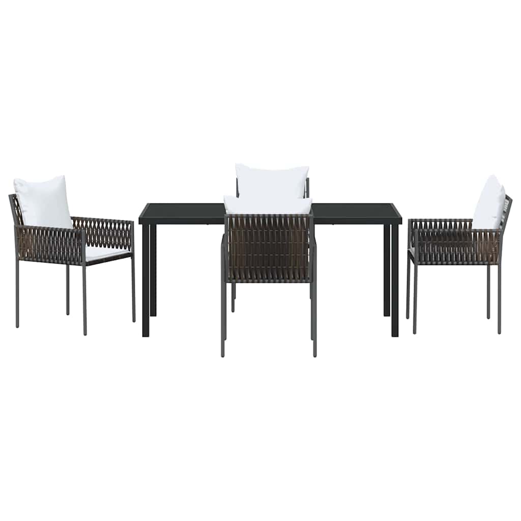 Tuin eettafelset 5 pcs Bruin en zwart PE Rattan