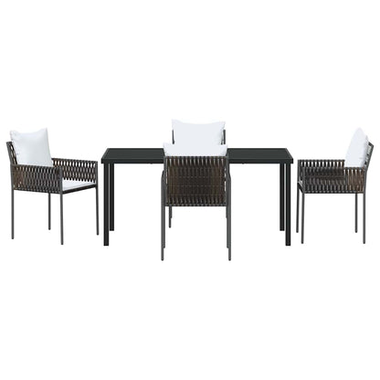 Tuin eettafelset 5 pcs Bruin en zwart PE Rattan