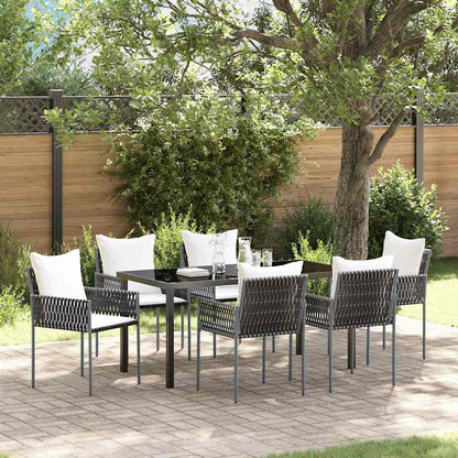 Tuin eettafelset 7 pcs Bruin en zwart PE Rattan