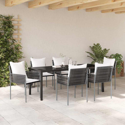 Tuin eettafelset 7 pcs Bruin en zwart PE Rattan