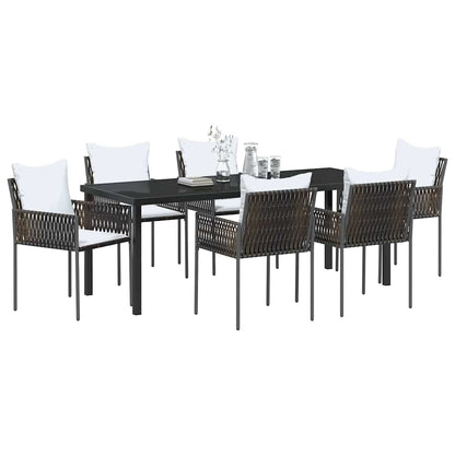 Tuin eettafelset 7 pcs Bruin en zwart PE Rattan