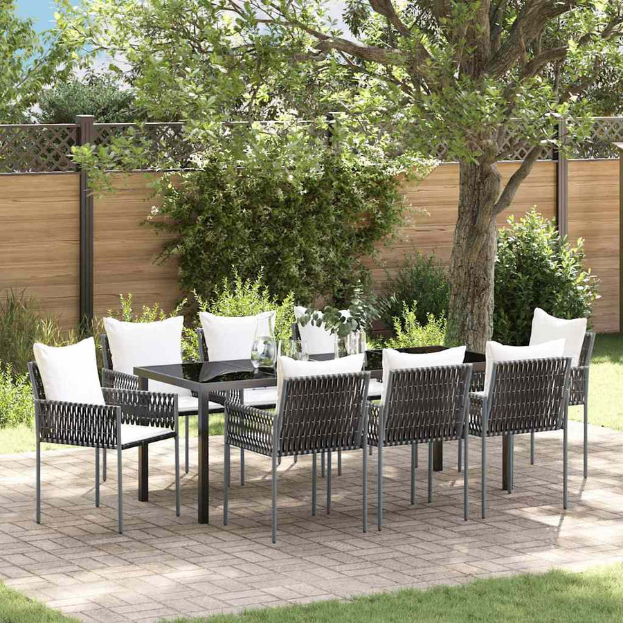 Tuin Eettafelset 9 Pcs Bruin En Zwart Pe Rattan