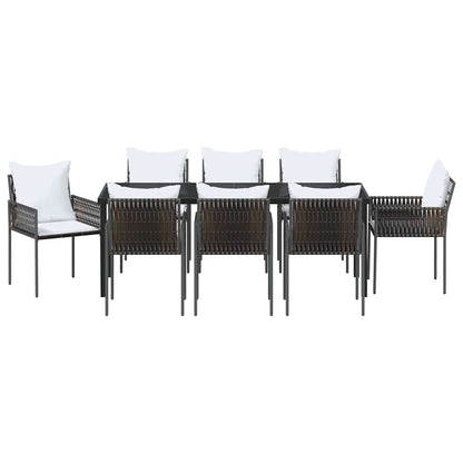 Tuin Eettafelset 9 Pcs Bruin En Zwart Pe Rattan