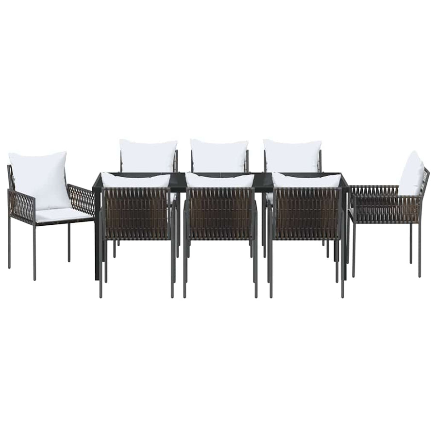 Tuin Eettafelset 9 Pcs Bruin En Zwart Pe Rattan