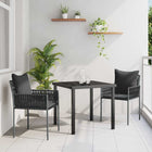 Tuin eettafelset 3-delig PE rotan zwart grijs