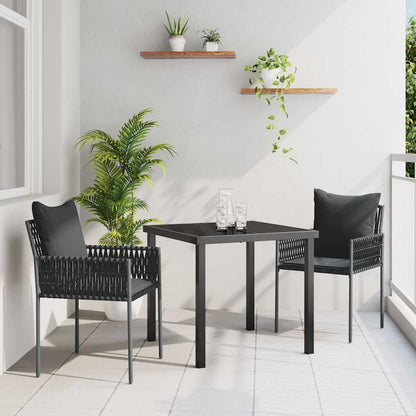 Tuin eettafelset 3 pcs Zwart en Grijs PE Rattan