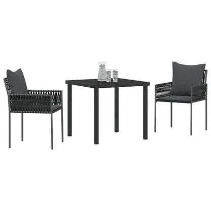 Tuin eettafelset 3 pcs Zwart en Grijs PE Rattan