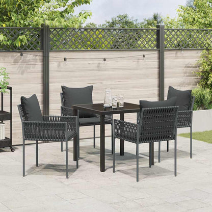 Tuin eettafelset 5 pcs Zwart en Grijs PE Rattan
