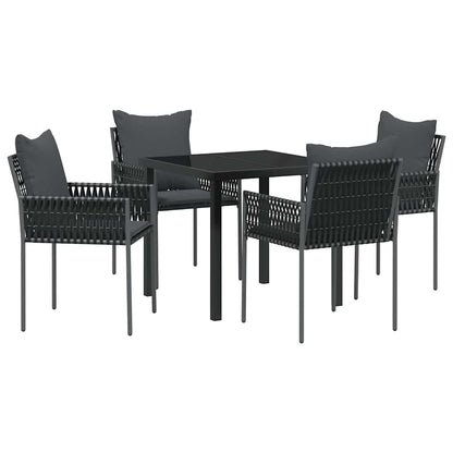 Tuin eettafelset 5 pcs Zwart en Grijs PE Rattan