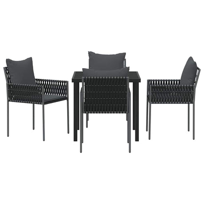 Tuin eettafelset 5 pcs Zwart en Grijs PE Rattan