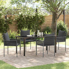 Garden Dining Set 5 pcs Black and Grey PE Rattan