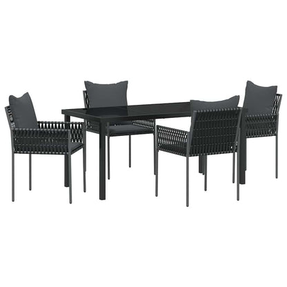 Tuin eettafelset 5 pcs Zwart en Grijs PE Rattan