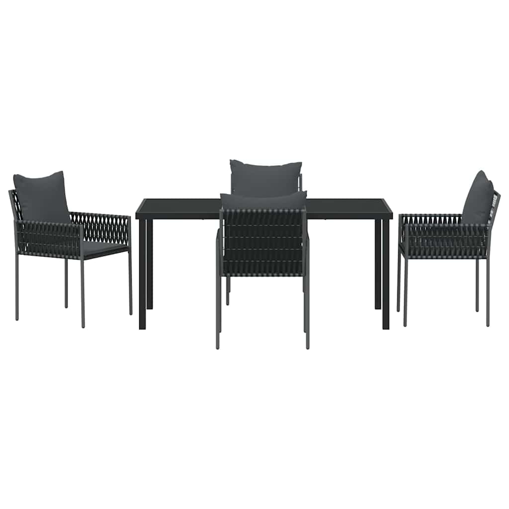 Tuin eettafelset 5 pcs Zwart en Grijs PE Rattan