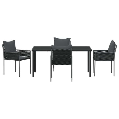 Tuin eettafelset 5 pcs Zwart en Grijs PE Rattan