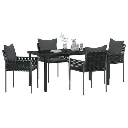 Tuin eettafelset 5 pcs Zwart en Grijs PE Rattan