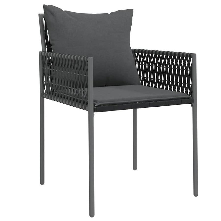 Tuin Eetset 7 Pcs Zwart Poly Riet